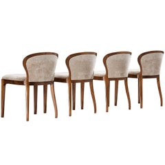 Vintage Lorenzo F. Davanzati Set of Four 'Stradivarius' Dining Chairs in Velvet