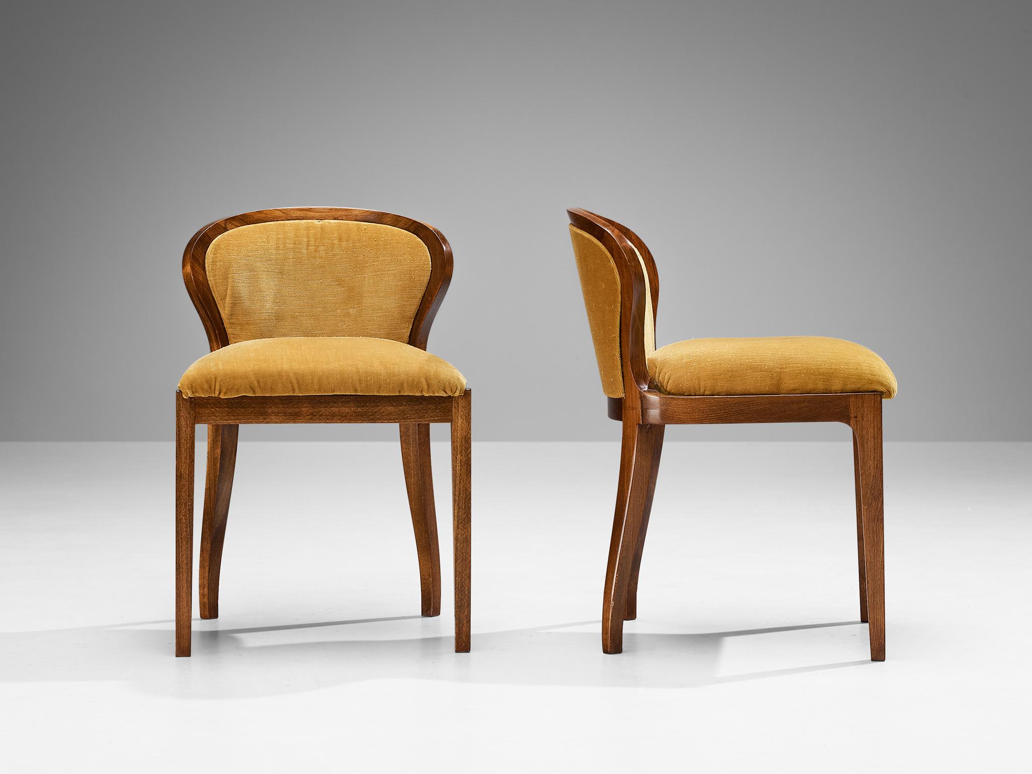 Italian Lorenzo F. Davanzati Set of Six 'Stradivarius' Dining Chairs in Velvet