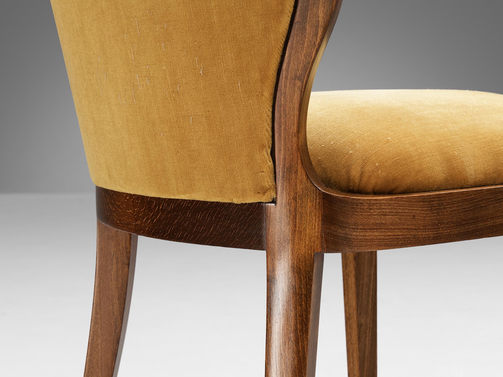 Mid-20th Century Lorenzo F. Davanzati Set of Six 'Stradivarius' Dining Chairs in Velvet