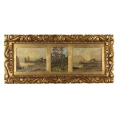 Antique Painting with Triptych by Lorenzo Gignous 1800s-1900s