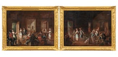 Antique Lorenzo Gramiccia (Venetian Master) - 18th century paintings - Interior party