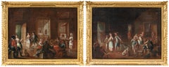 Lorenzo Gramiccia (maître vénitien) Paire de tableaux de figures du 18e siècle