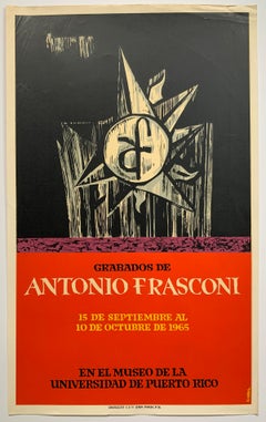 Vintage Antonio Frasconi mid-century exhibition poster (Puerto Rican artist) 