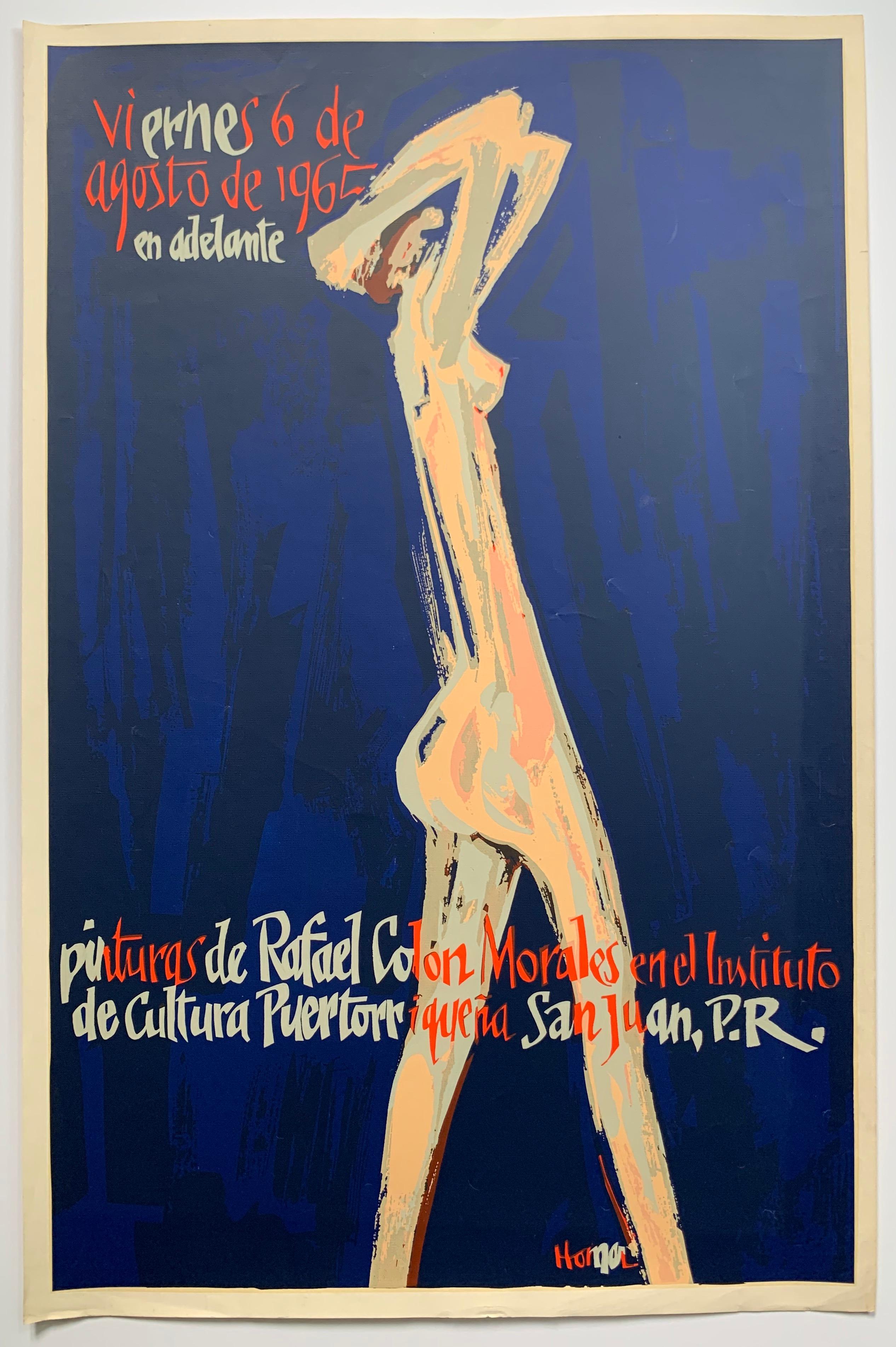 Lorenzo Homar Abstract Print - Rafael Colon Morales mid-century exhibition poster (Puerto Rican artist) 