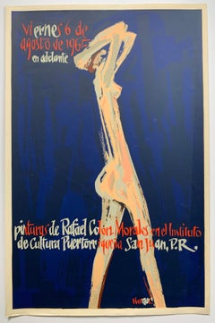 Vintage Rafael Colon Morales mid-century exhibition poster (Puerto Rican artist) 