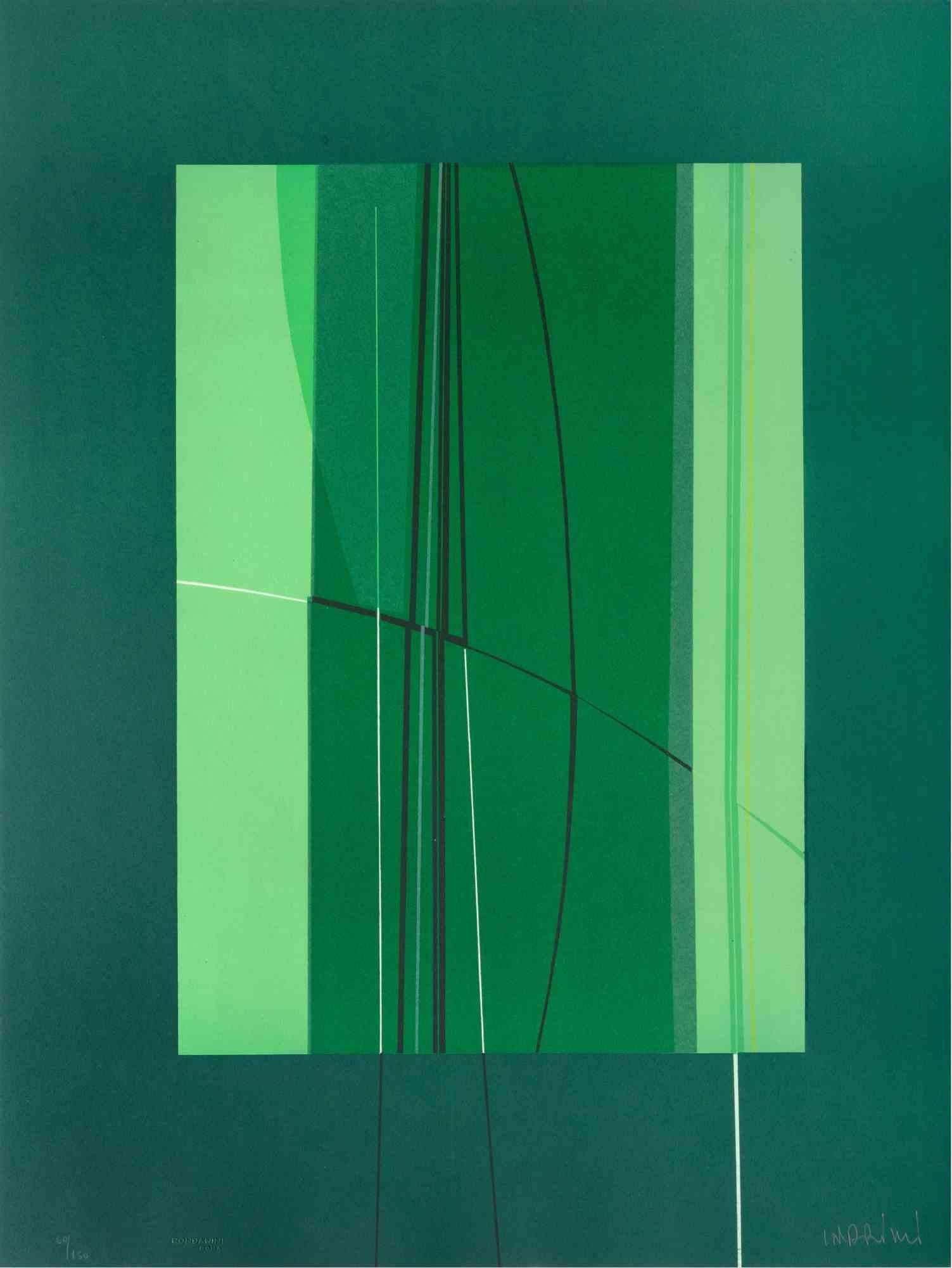 Green is a contemporary artwork realized by Lorenzo Indrimi in the 1970s.

Mixed colored lithograph.

Hand signed and dated on the lower margin.

Edition of 60/150.