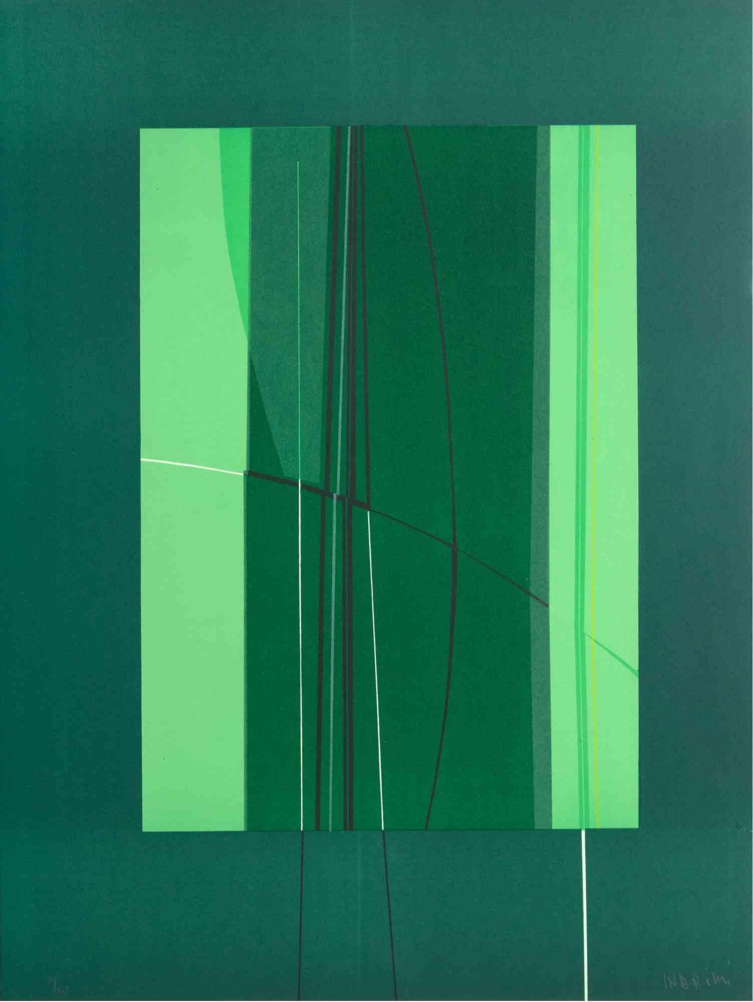 Green est une œuvre d'art contemporain réalisée par Lorenzo Indrimi dans les années 1970.

Lithographie en couleurs mélangées.

Signé à la main et daté dans la marge inférieure.

Édition de 20/150.