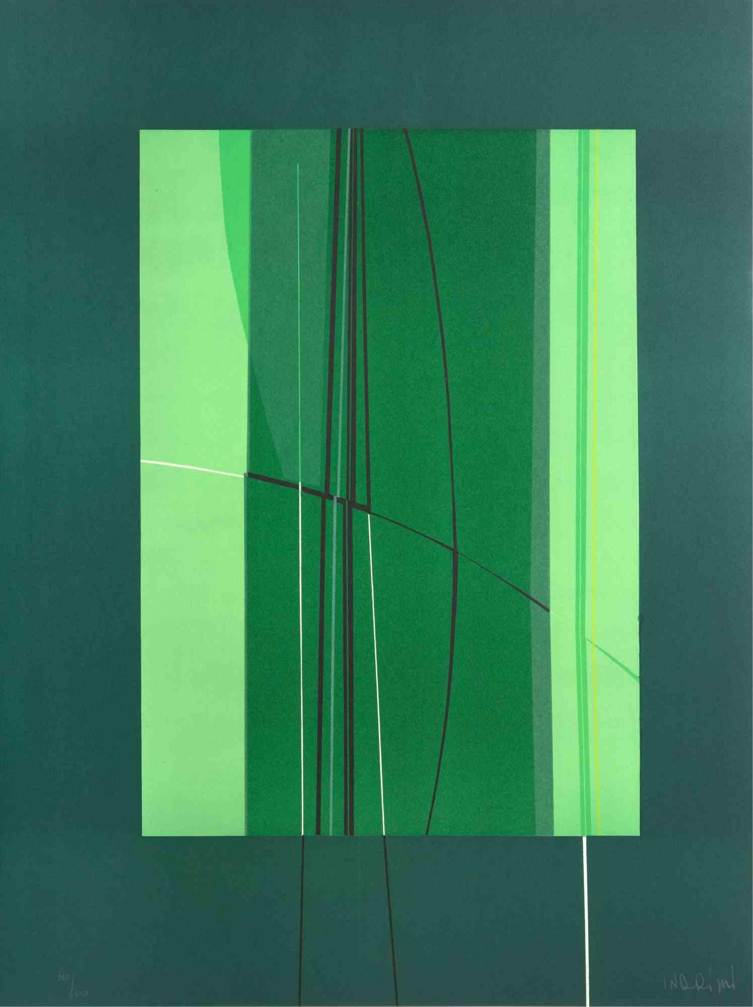 Green is a contemporary artwork realized by Lorenzo Indrimi in the 1970s.

Mixed colored lithograph.

Hand signed and dated on the lower margin.

Edition of 110/150.