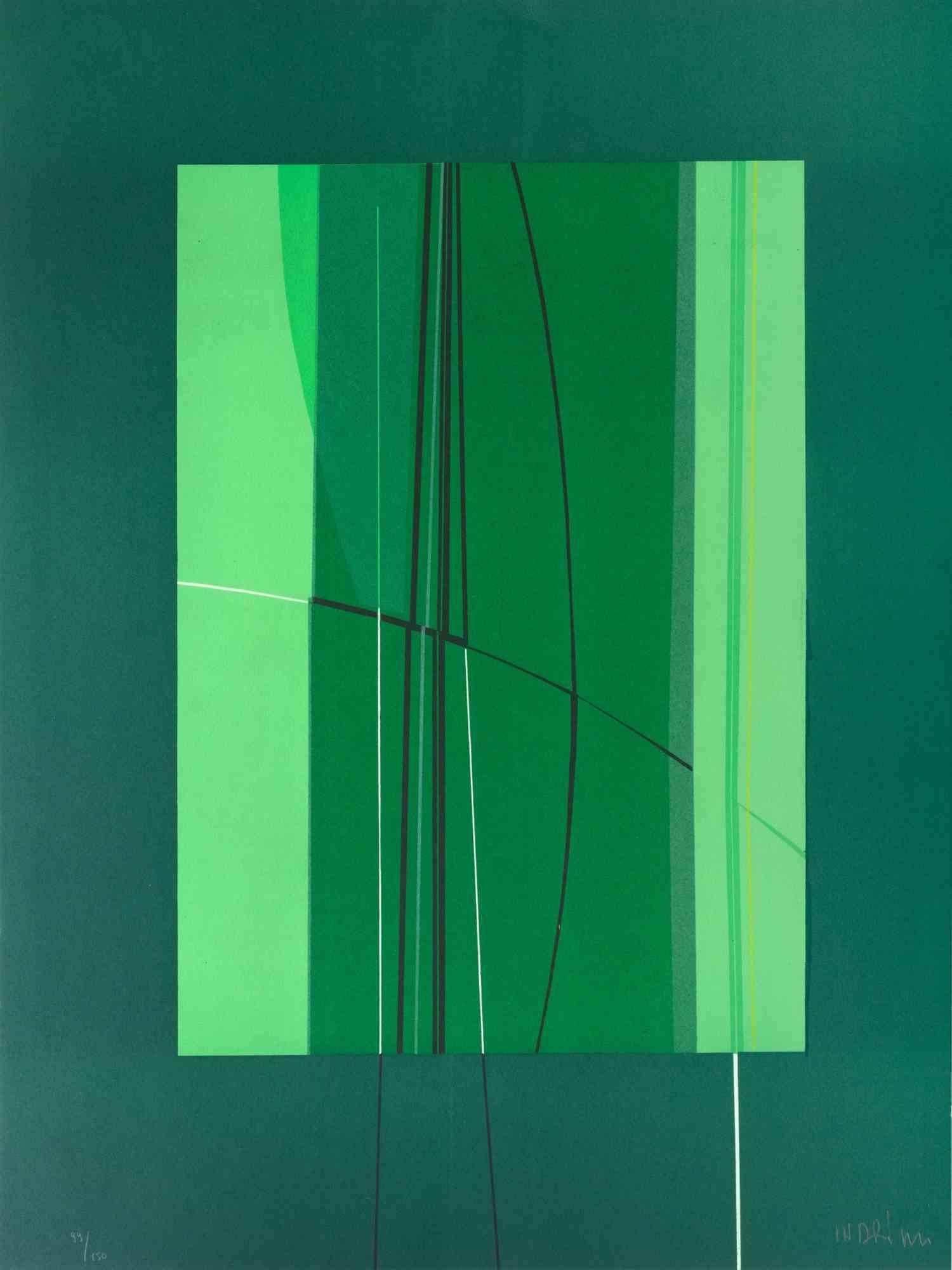 Green is a contemporary artwork realized by Lorenzo Indrimi in the 1970s.

Mixed colored lithograph.

Hand signed and dated on the lower margin.

Edition of 99/150.