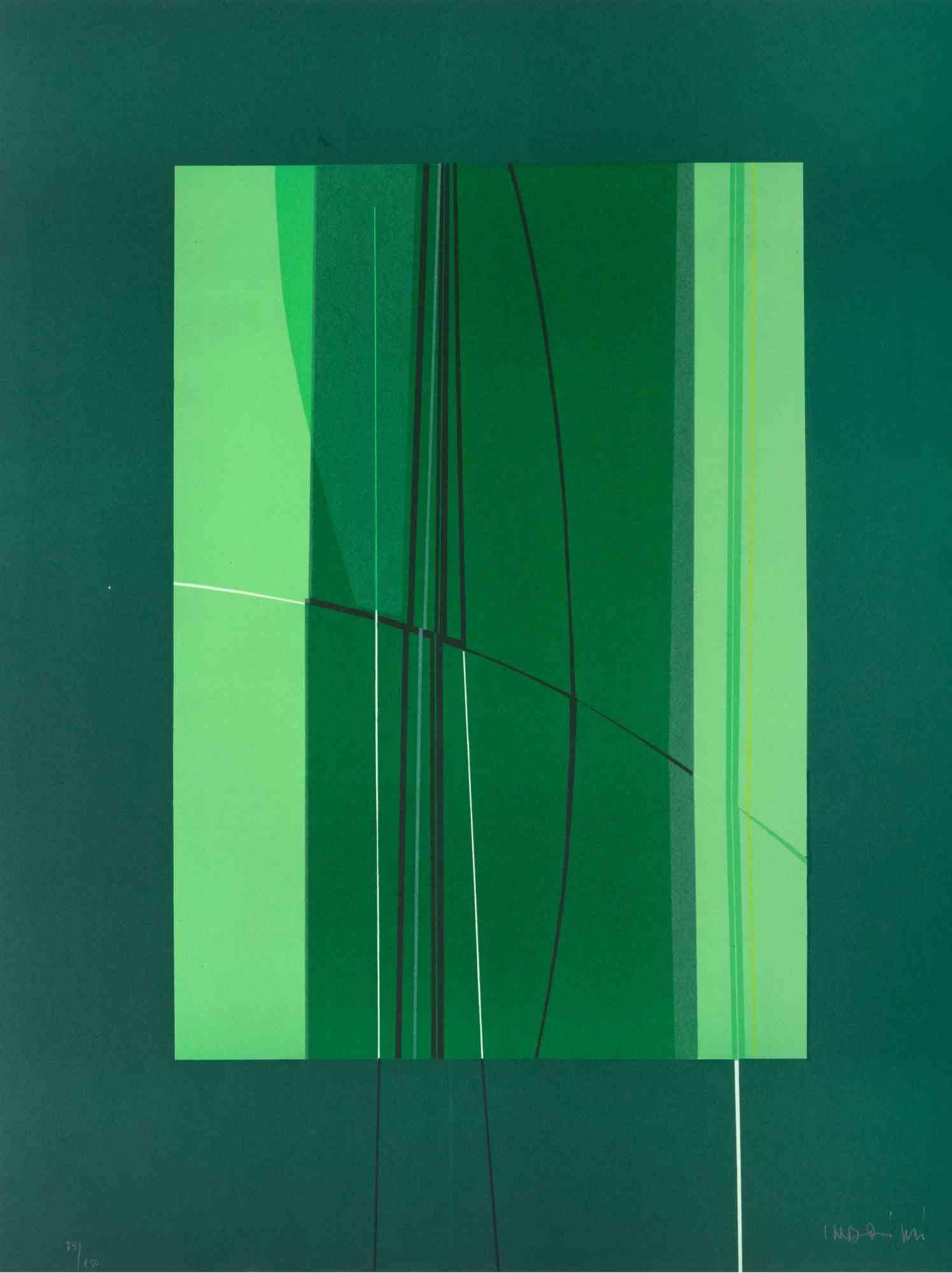 Green is a contemporary artwork realized by Lorenzo Indrimi in the 1970s.

Mixed colored lithograph.

Hand signed and dated on the lower margin.

Edition of 79/150.

