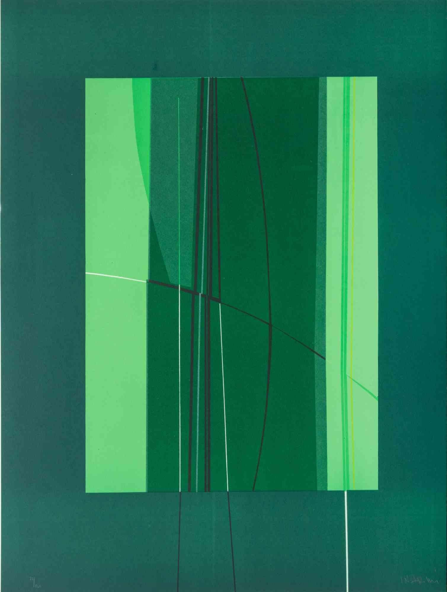 Vert - Lithographie de Lorenzo Indrimi - 1970