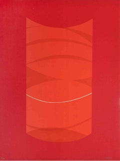 Rote Eins – Lithographie von Lorenzo Indrimi – 1970er Jahre