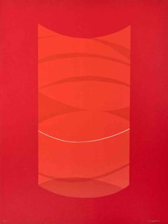 Rote Eins – Lithographie von Lorenzo Indrimi – 1970er Jahre