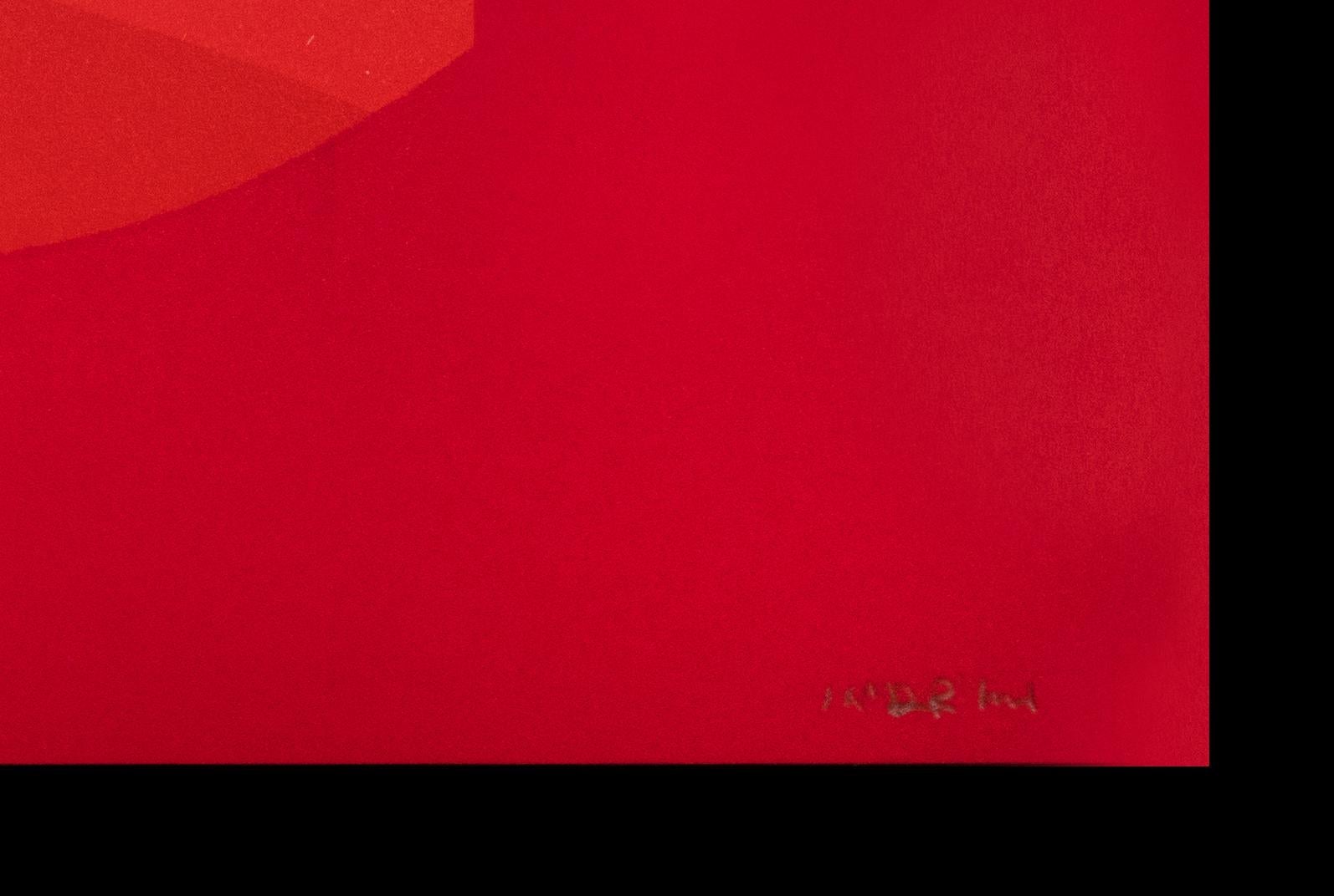 Uno rosso - Litografia originale di Lorenzo Indrimi - 1970 ca. in vendita 2