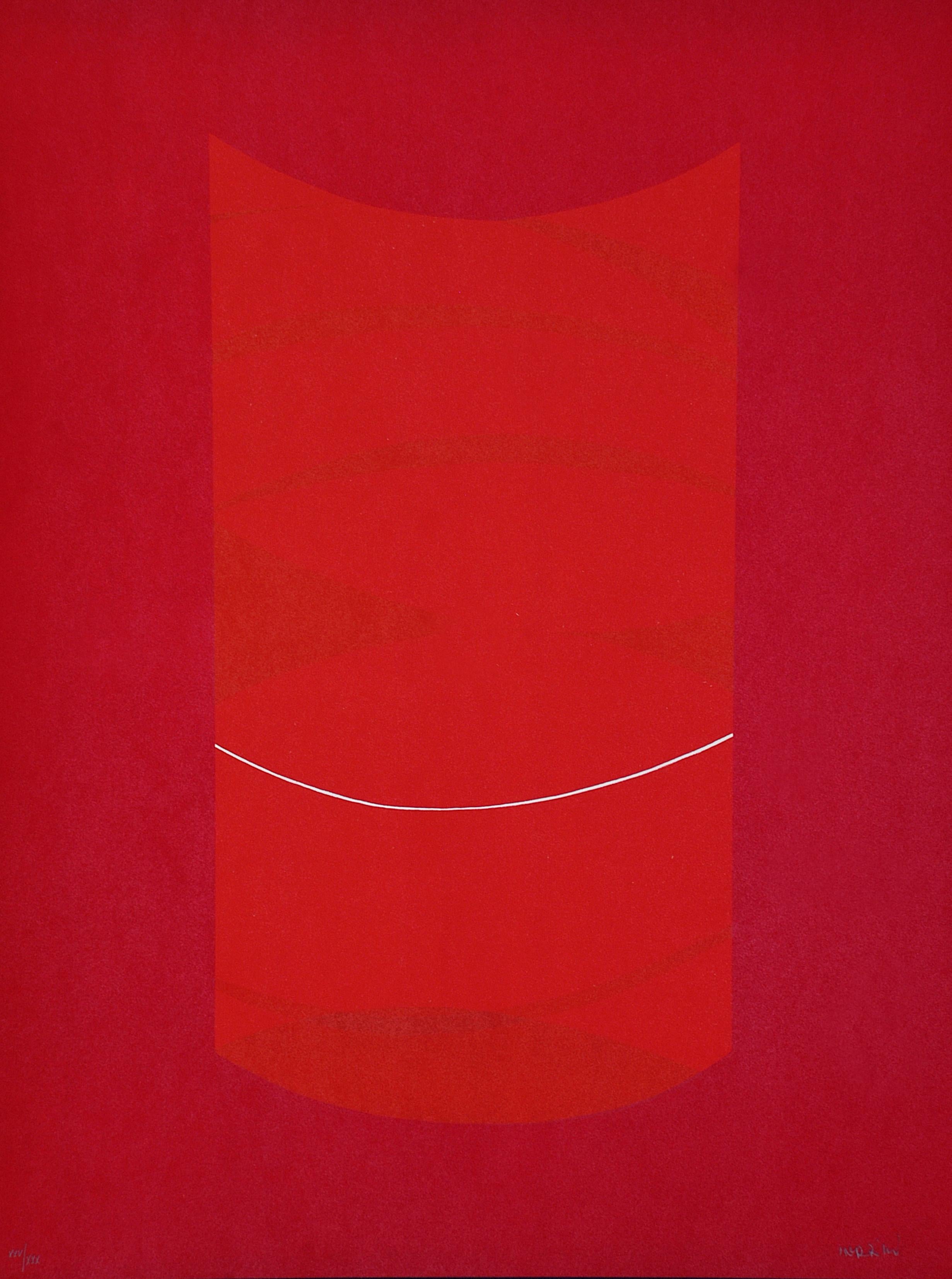 Warm red lithograph Red One realized by Lorenzo Indrimi in the 1970s.

This is an edition of 100 prints, plus a few artist's proofs and 30 pieces in Roman numbers.