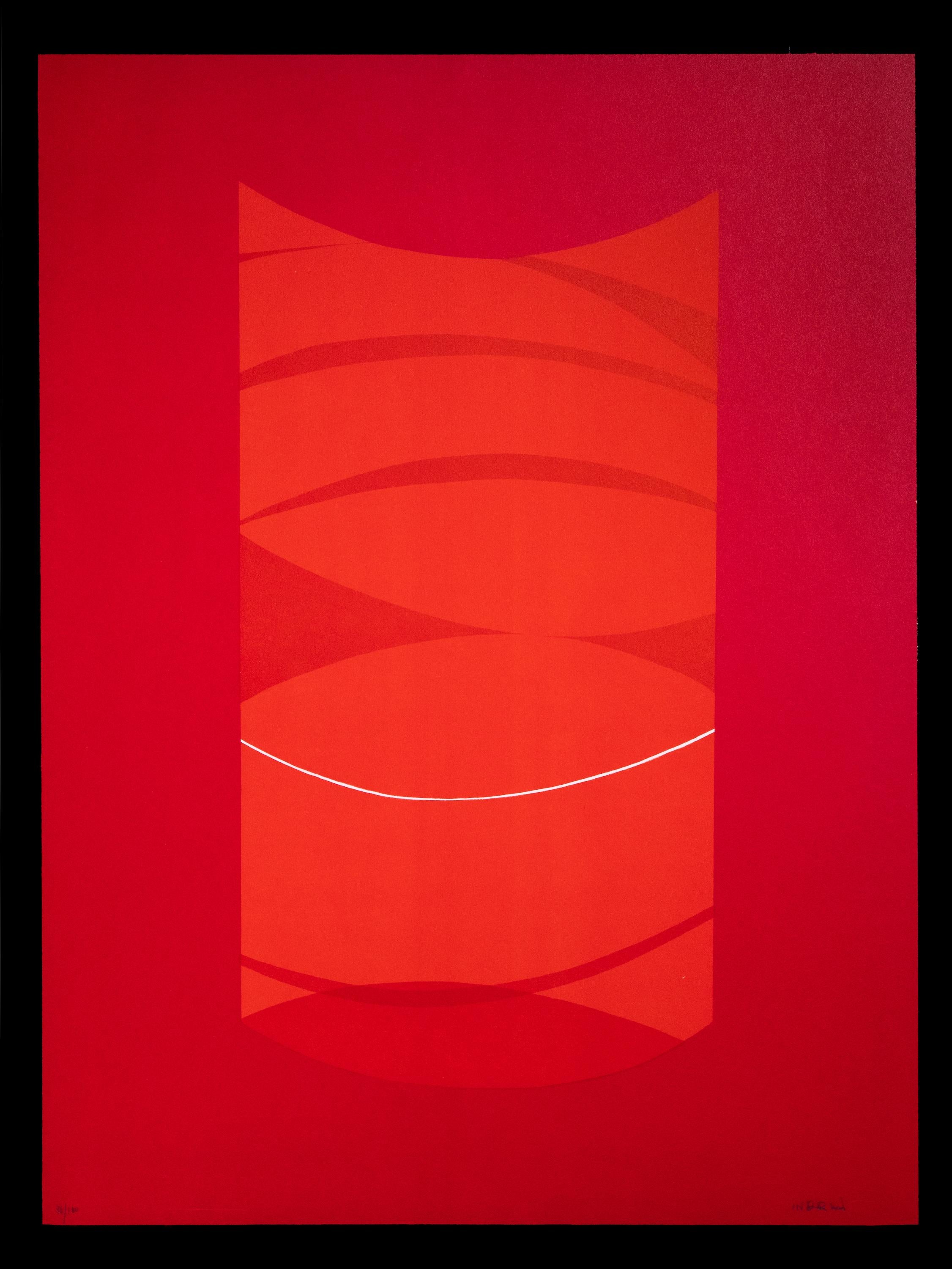 Rote One – Lithographie von Lorenzo Indrimi – 1970, ca.