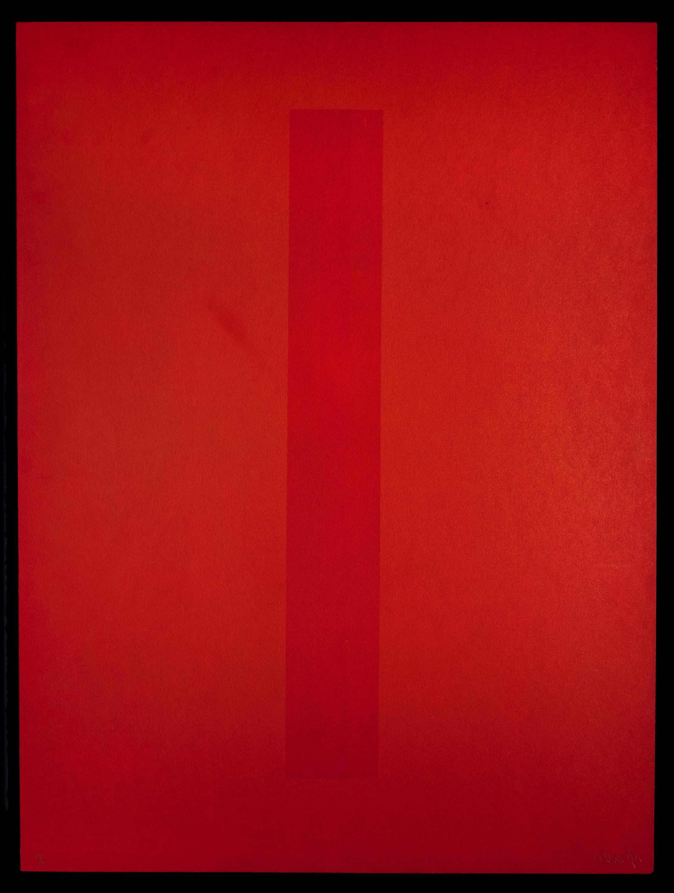 Lorenzo Indrimi , an Italian contemporary artist who drew inspiration from the most primitive human feelings, created this elegant sfumato lithograph Red Six IX in the 1970s.

It is a hand-signed edition of 90 prints.

Très bon état.