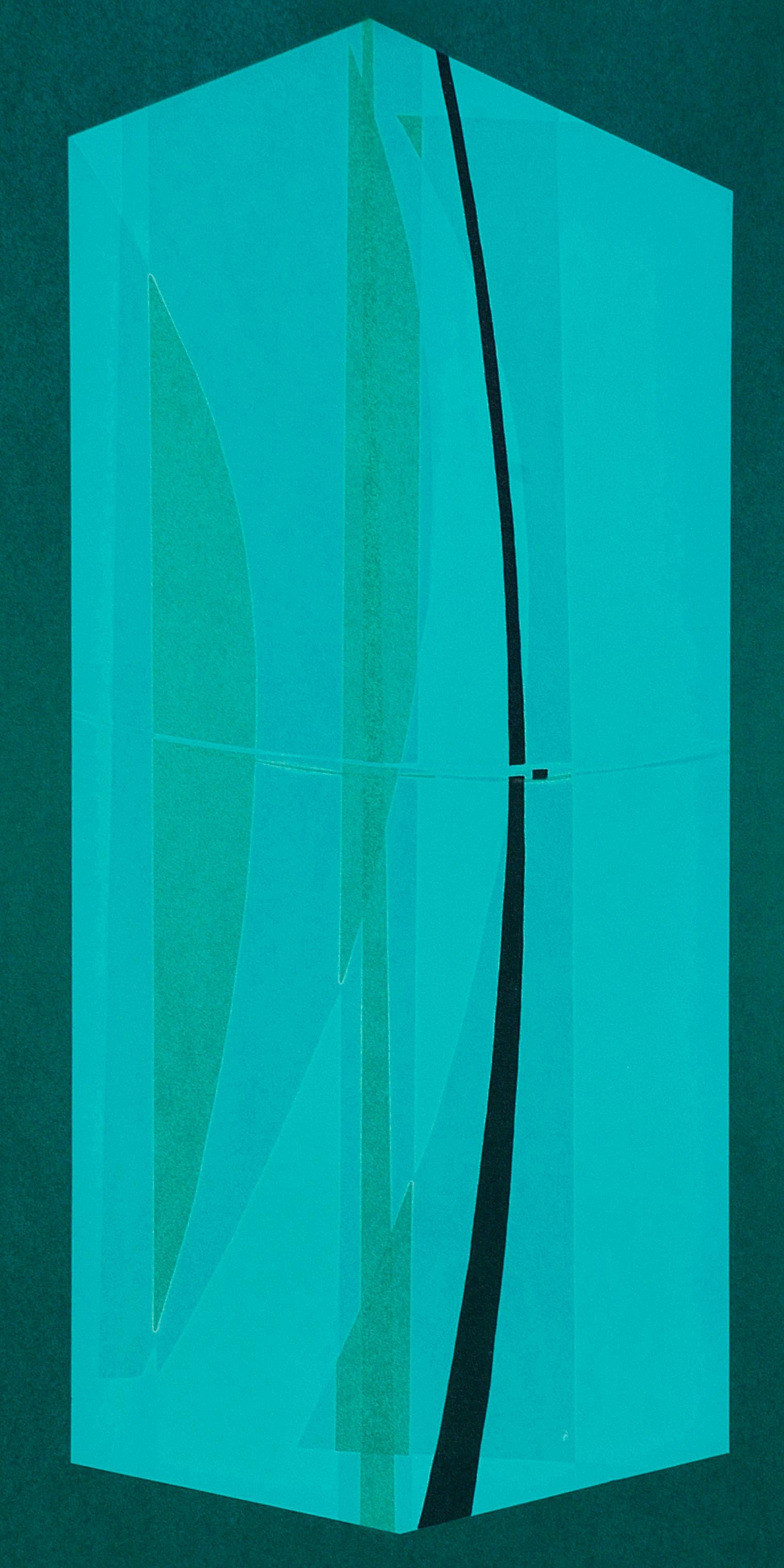 Massivgrün – Originallithographie von Lorenzo Indrimi – 1970 ca. im Angebot 1