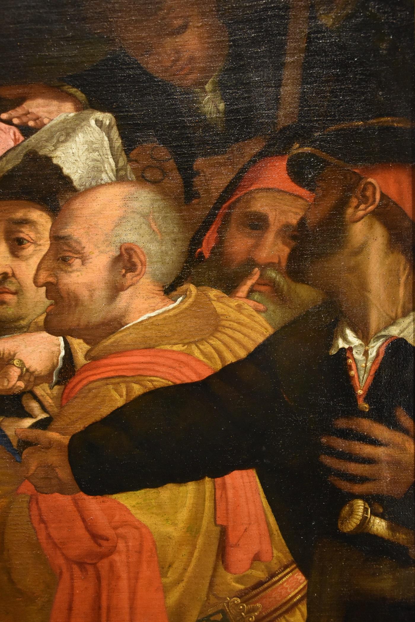 Christ adulteress Lotto Paint 16th Century Huile sur toile Grand maître Venise Art 9