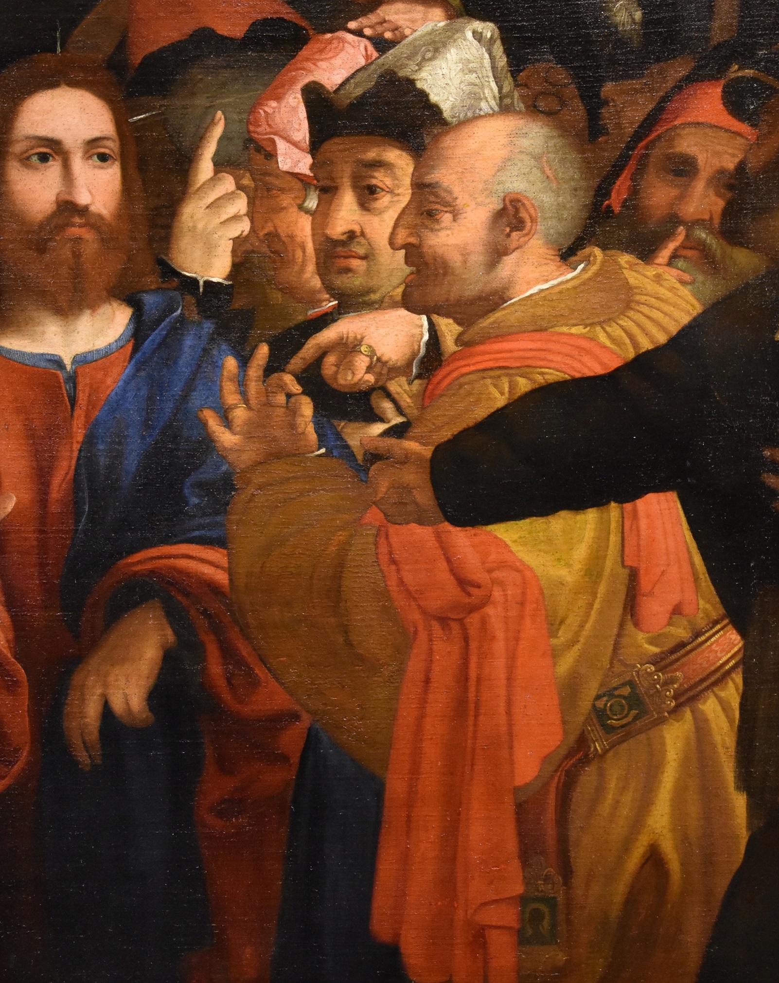 Christ adulteress Lotto Paint 16th Century Huile sur toile Grand maître Venise Art 4