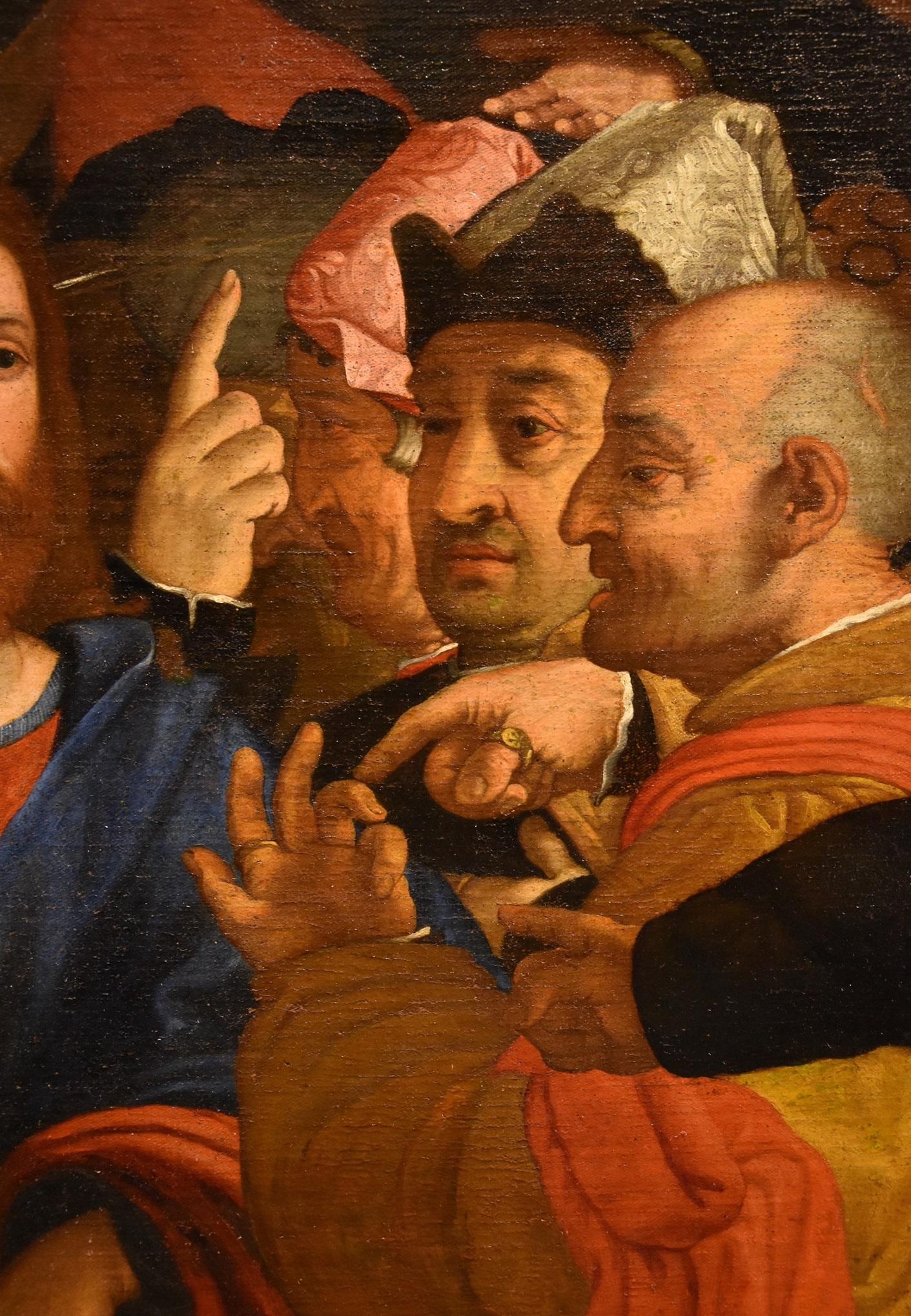 Christ adulteress Lotto Paint 16th Century Huile sur toile Grand maître Venise Art 5