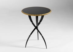 Lorenzo Pozzolini, Orchidée, Black & Gold, Tripodal Side Table, US, 2025