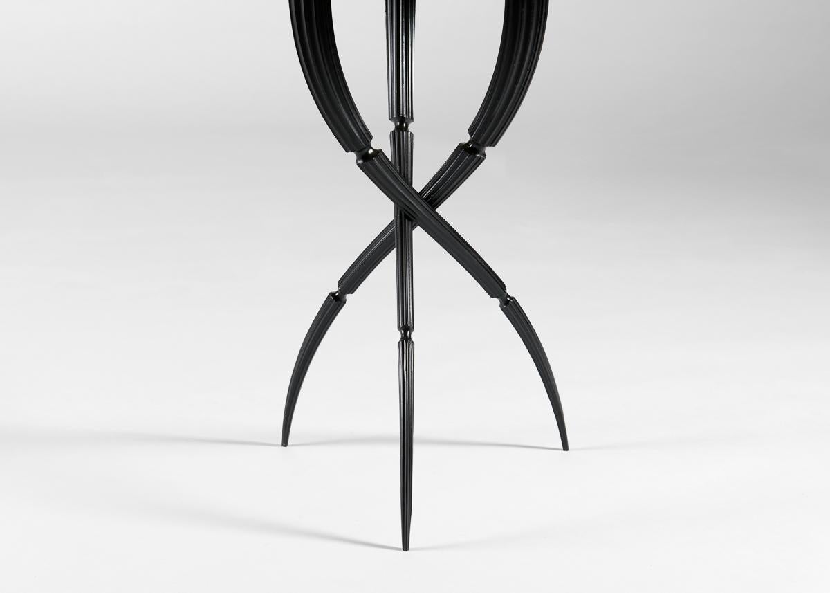 Lorenzo Pozzolini, Orchidée, Black & Gold, Tripodal Side Table, US, 2025 In Good Condition For Sale In New York, NY