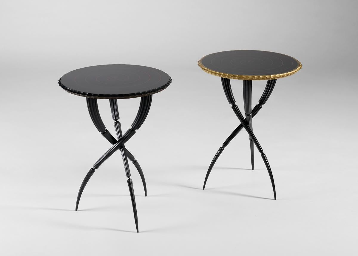 Contemporary Lorenzo Pozzolini, Orchidée, Black & Gold, Tripodal Side Table, US, 2025 For Sale