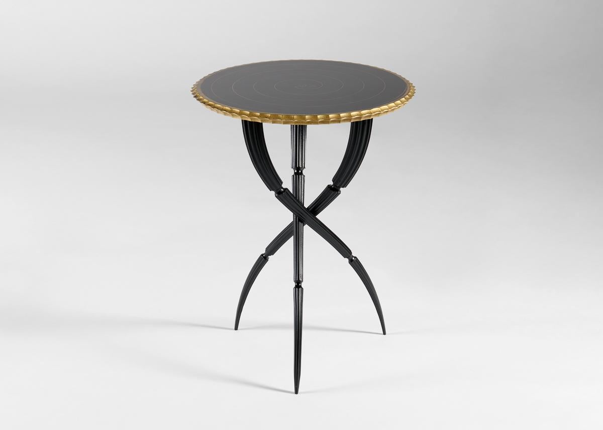 Lorenzo Pozzolini, Orchidée, Black & Gold, Tripodal Side Table, US, 2025 For Sale 1