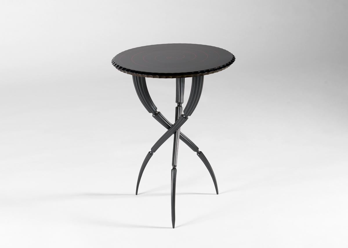 French Lorenzo Pozzolini, Orchidée, Black & Red, Tripodal Side Table, US, 2025 For Sale