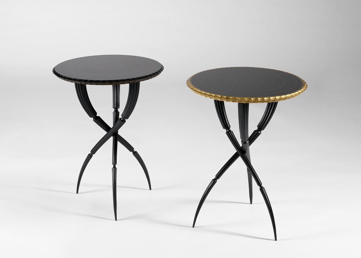 Wood Lorenzo Pozzolini, Orchidée, Black & Red, Tripodal Side Table, US, 2025 For Sale