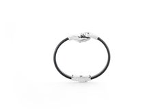 Lorenzo Quinn Bracelet argenté Give and Receive avec lanière en caoutchouc noir