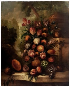 FLOWERS - Lorenzo Renzi - Oil on Canvas Italian Still Life Painting