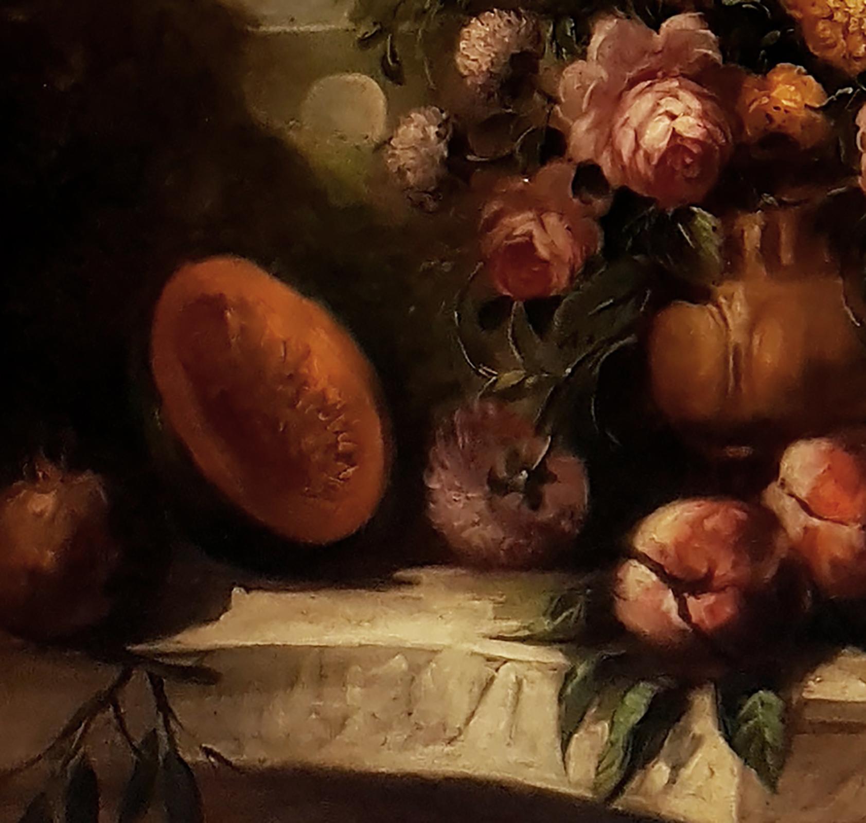 FLOWERS - Lorenzo Renzi - Oil on Canvas Italian Still Life Painting For Sale 1
