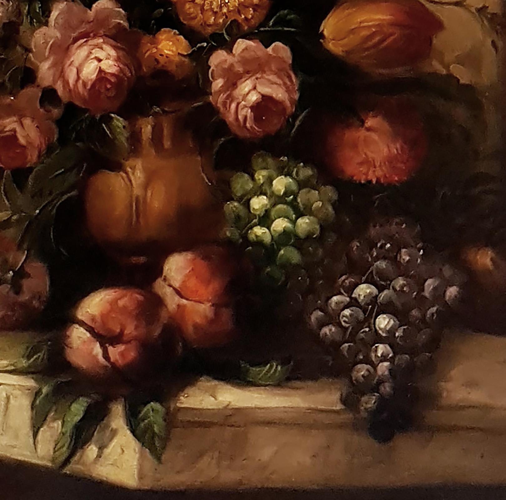 FLOWERS - Lorenzo Renzi - Oil on Canvas Italian Still Life Painting For Sale 2