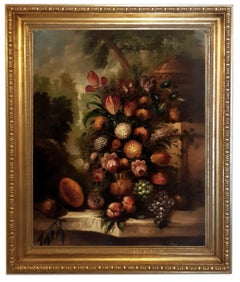 FLOWERS - Lorenzo Renzi - Oil on Canvas Italian Still Life Painting