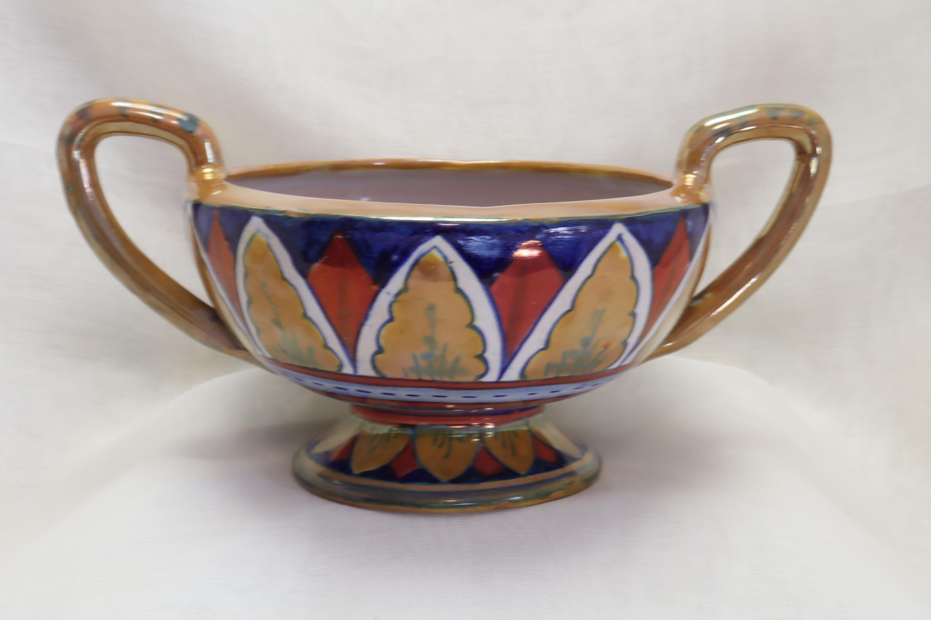 Renaissance Revival Lorenzo Rubboli Two Handled Lustre Bowl For Sale