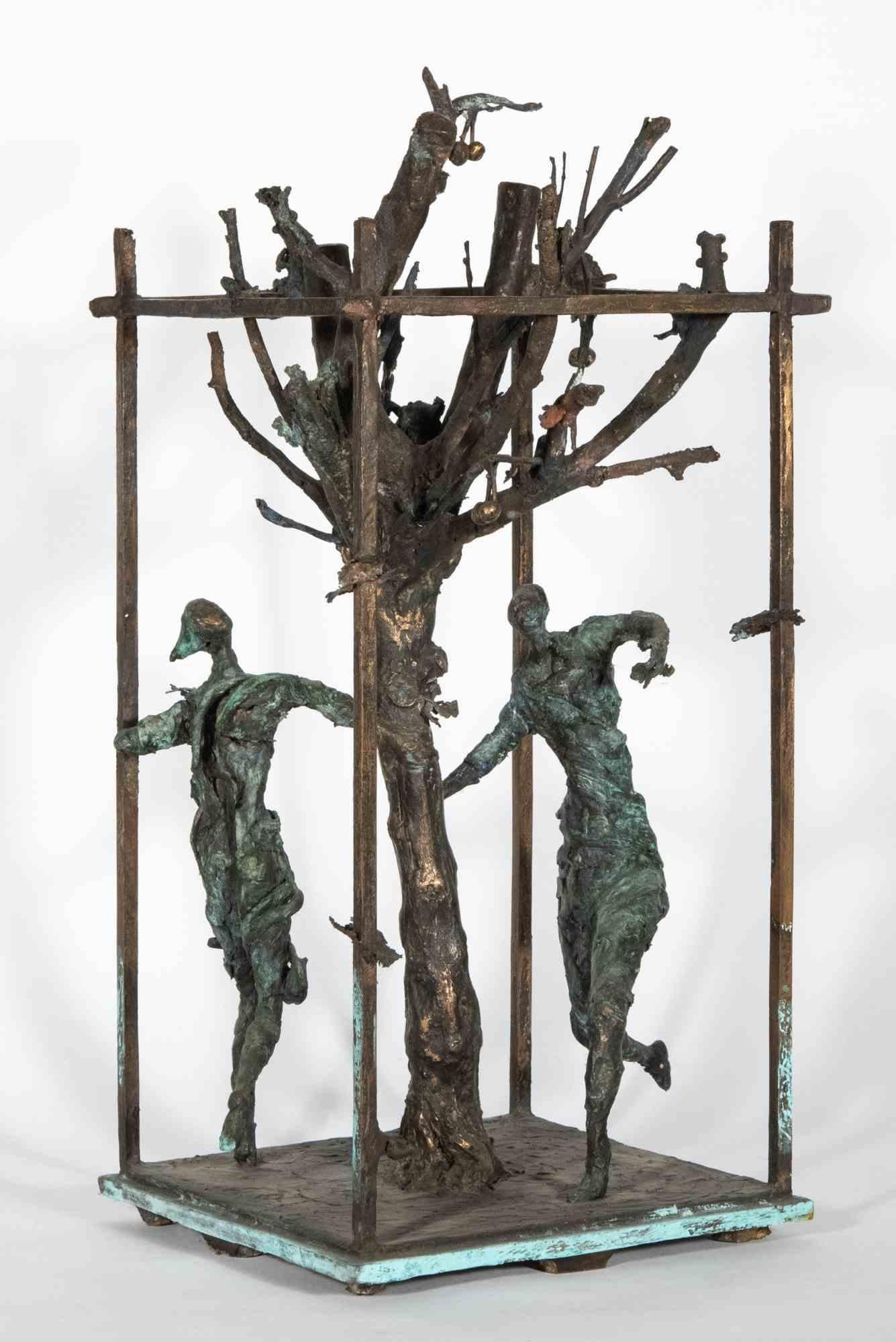 Tiefgründige Skulptur, in ausgezeichnetem Zustand, authentische Bronzeschöpfung von 1996, vorgeschlagen vom Bildhauer Lorenzo Servalli, um die Strenge der Pflicht zu erleben, dargestellt durch den Lebensbaum im Mittelpunkt des Werkes, um den herum