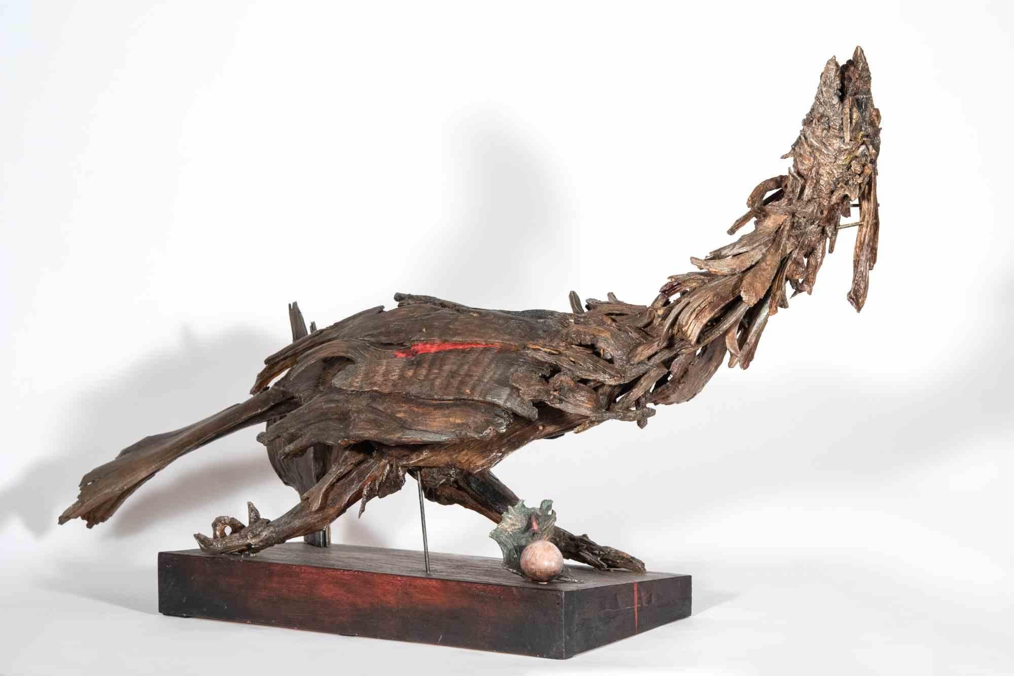 Intense Sculpture, in Excellent condition, created in wood by Sculptor Lorenzo Servalli to enlighten, in the year 2000, the most Sensitive and Delicate Souls on the theme of Wounded Nature, increasingly threatened and attacked by insane human greed