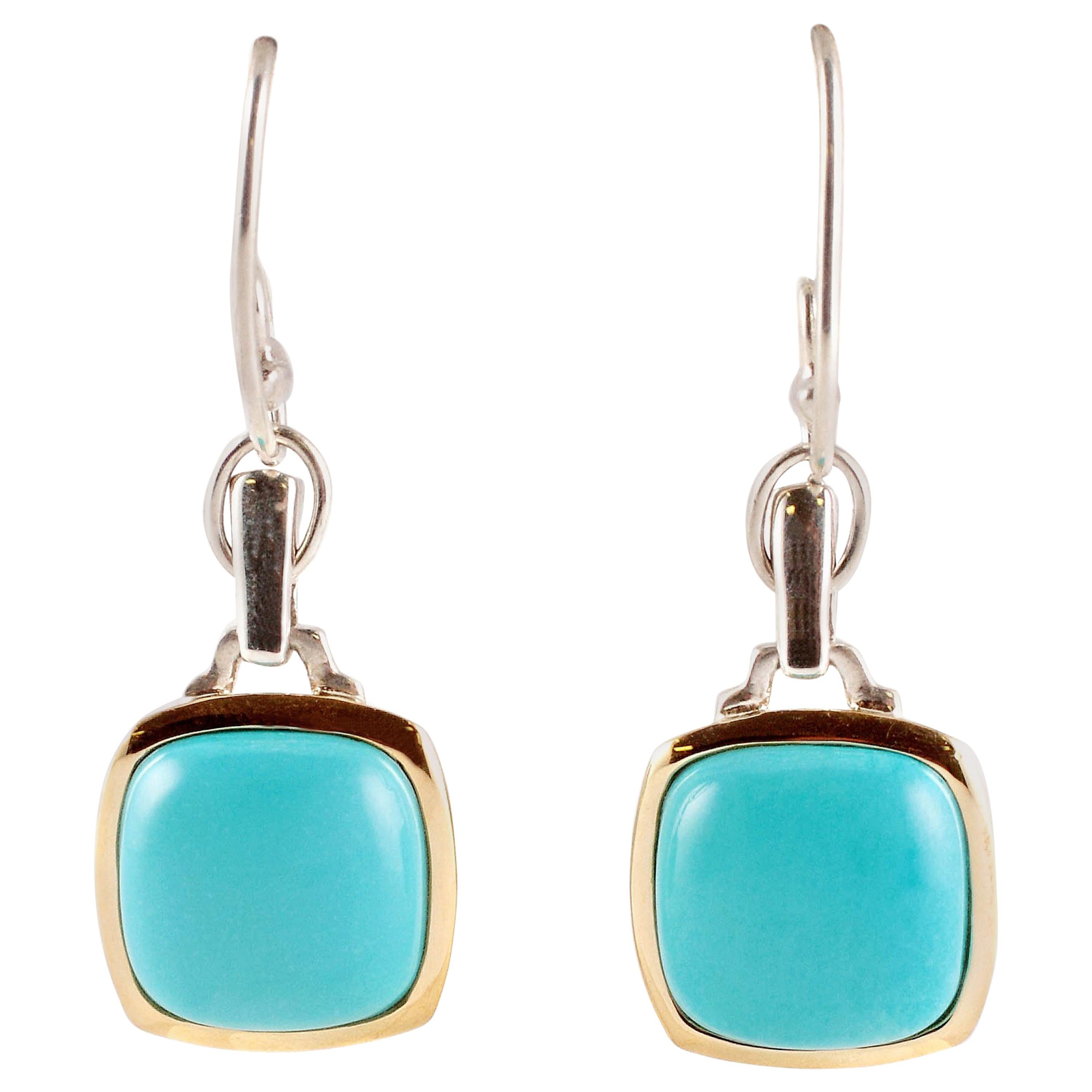"Lorenzo" Turquoise Yellow Gold Sterling Silver Earrings