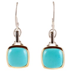 "Lorenzo" Turquoise Yellow Gold Sterling Silver Earrings