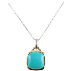 "Lorenzo" Turquoise Yellow Gold Sterling Silver Pendant and Chain