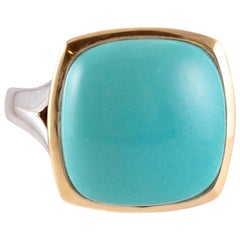 "Lorenzo" Turquoise Yellow Gold Sterling Silver Ring