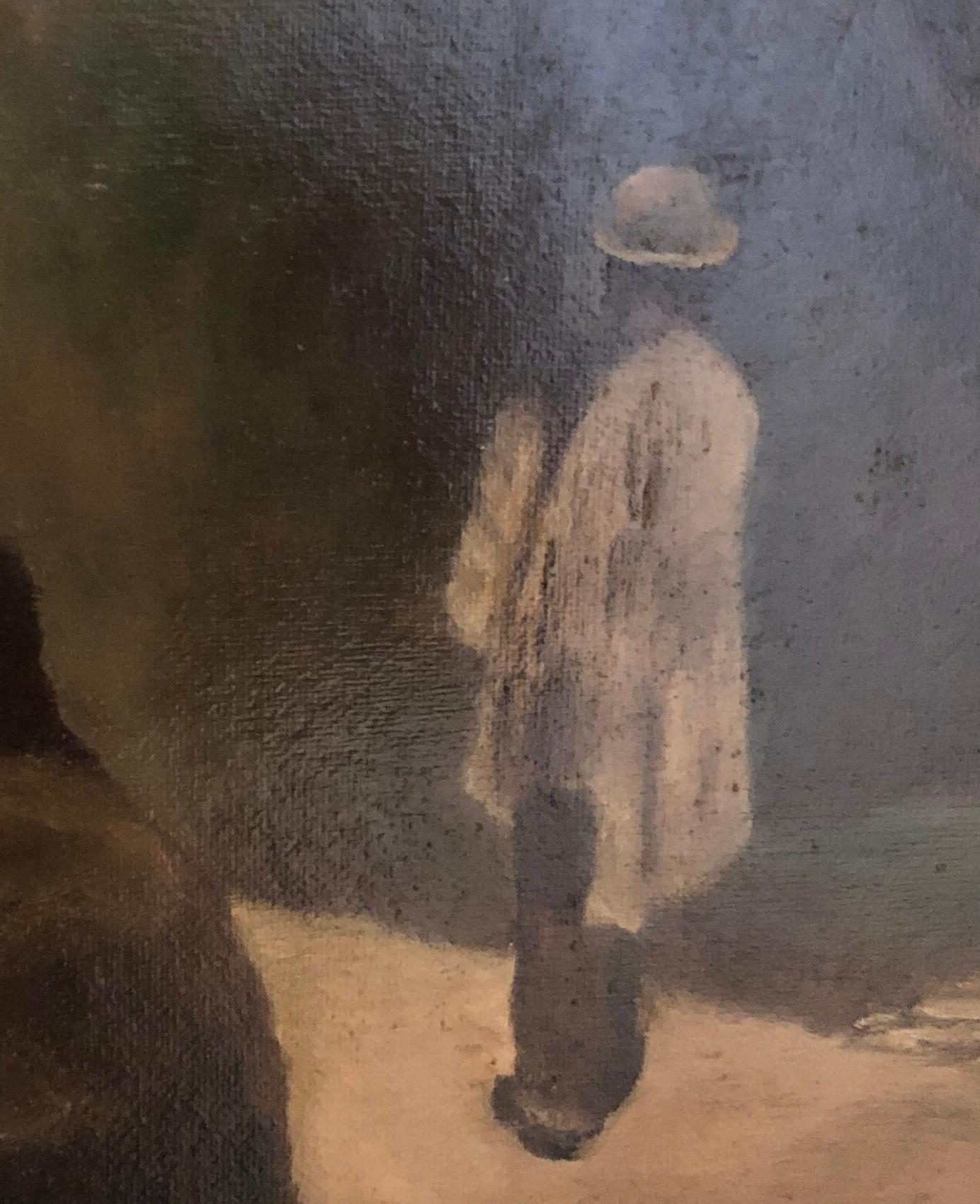 Zwei Menschen auf einem Weg (Schwarz), Figurative Painting, von Lorenzo Viani