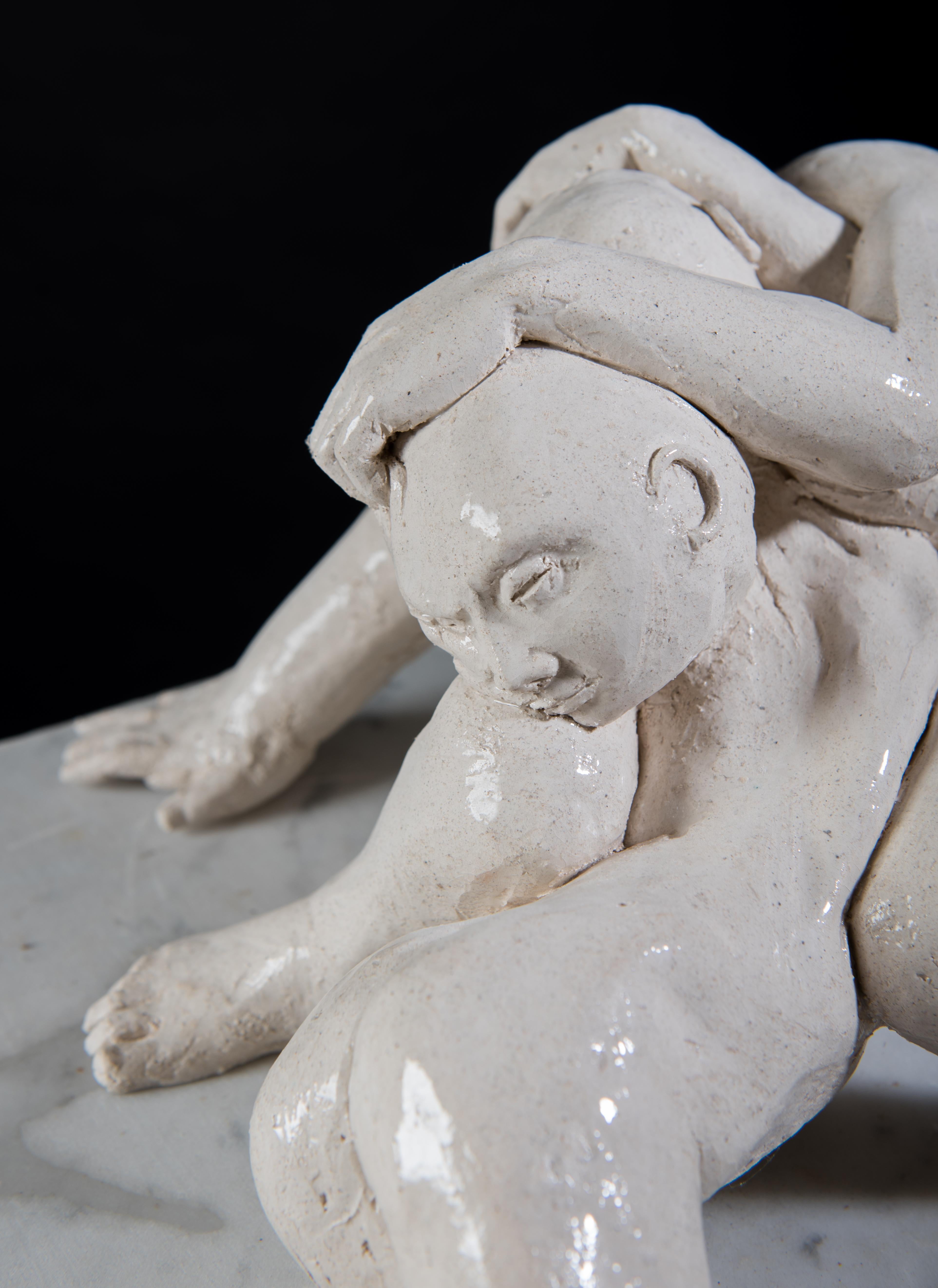 Pieta II - contemporary interpretation of iconic embrace tabletop sculpture  - Contemporary Sculpture by Lorenzo Vignoli