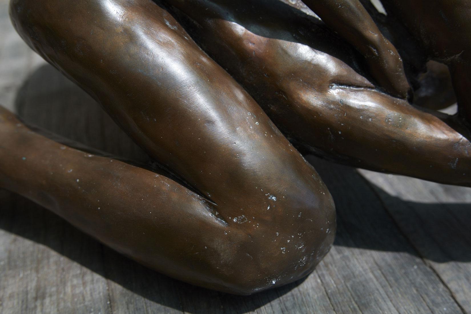 Pieta III - contemporary tabletop figurative bronze sculpture For Sale 1
