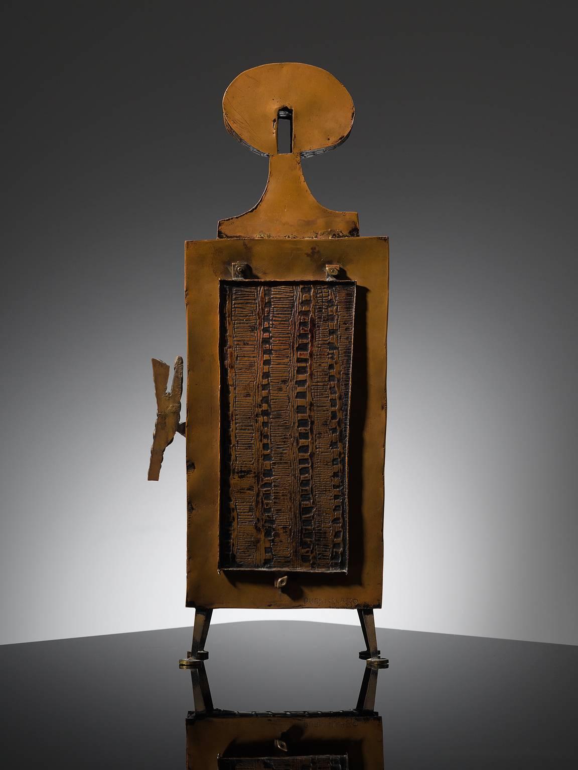 Mid-Century Modern Lorenzo Burchiellaro Copper Table Clock