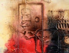 Composizione espressionista astratta strutturata (I) in acrilico su tavola