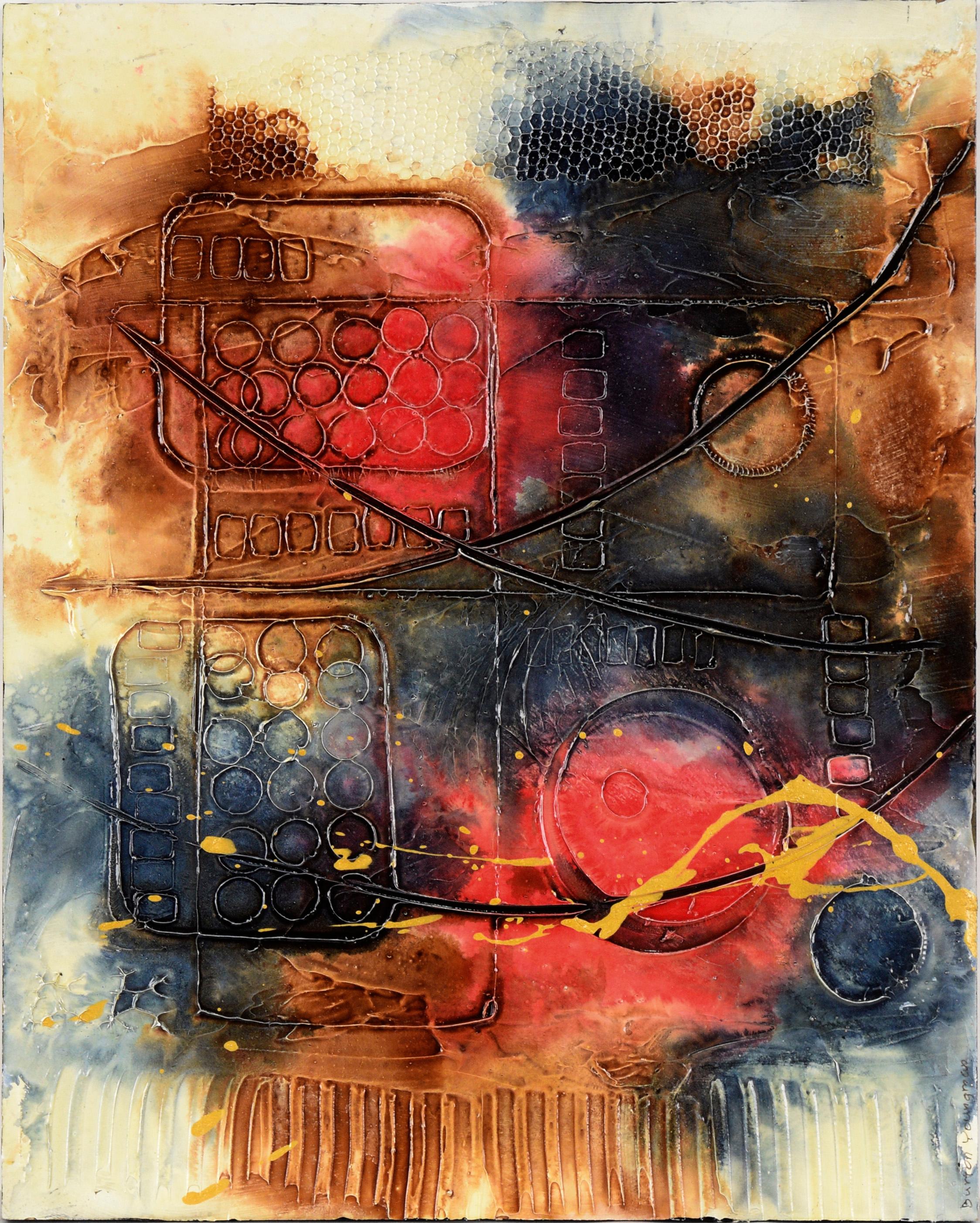 Loretta Burton Youngman Abstract Painting – Texturierte abstrakt-expressionistische Komposition (II) aus Acryl auf Karton