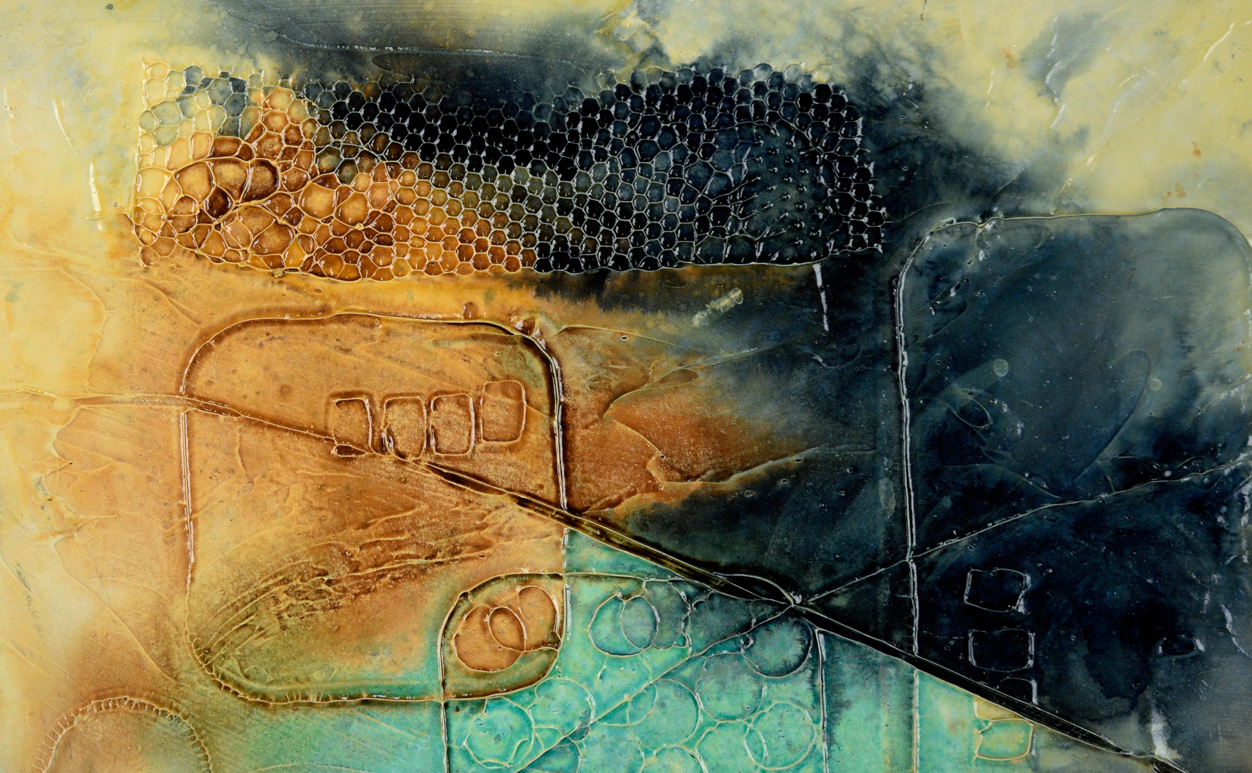 Texturierte abstrakt-expressionistische Komposition (III) aus Acryl auf Karton (Abstrakter Expressionismus), Painting, von Loretta Burton Youngman